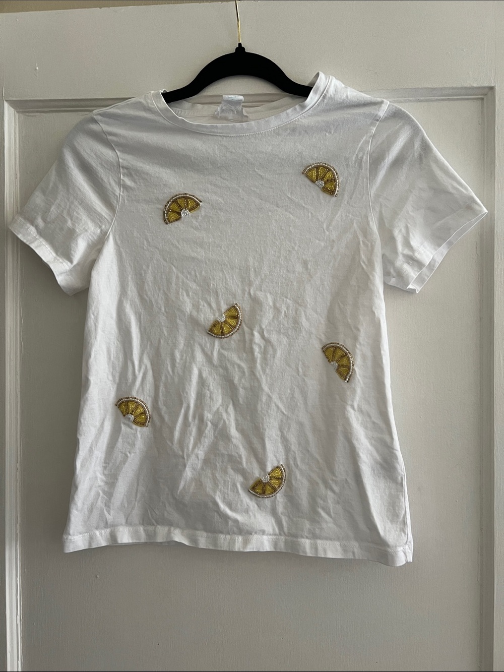 White Beaded Lemon Cynthia Rowley T-Shirt